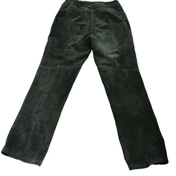 YVONNE MARIE Vintage 100 Leather Suede Black Pants Slacks Fully Lined Size 8 - Picture 3 of 4